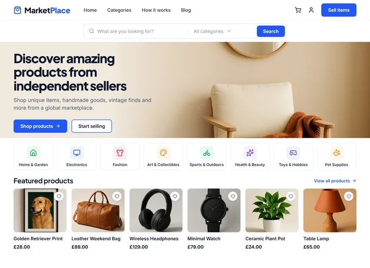 Example marketplace site built with a PremiumPress theme